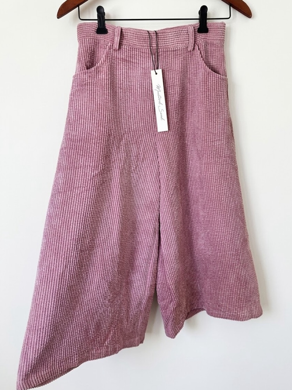 Mustard Seed Pink Corduroy Fall Wide Leg Culotte Pants High Waist Mauve S NWT